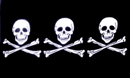 3x5ft Polyester Pirate 3 Skulls and Crossbones Flag