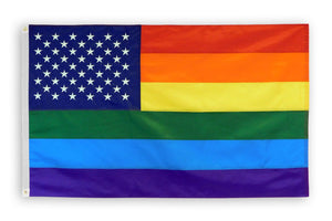 Rainbow US Stars Embroidered Flag