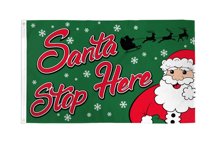 Santa Stop Here Flag