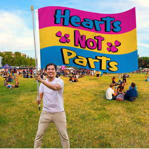 Hearts Not Parts (Pansexual) Waterproof Flag