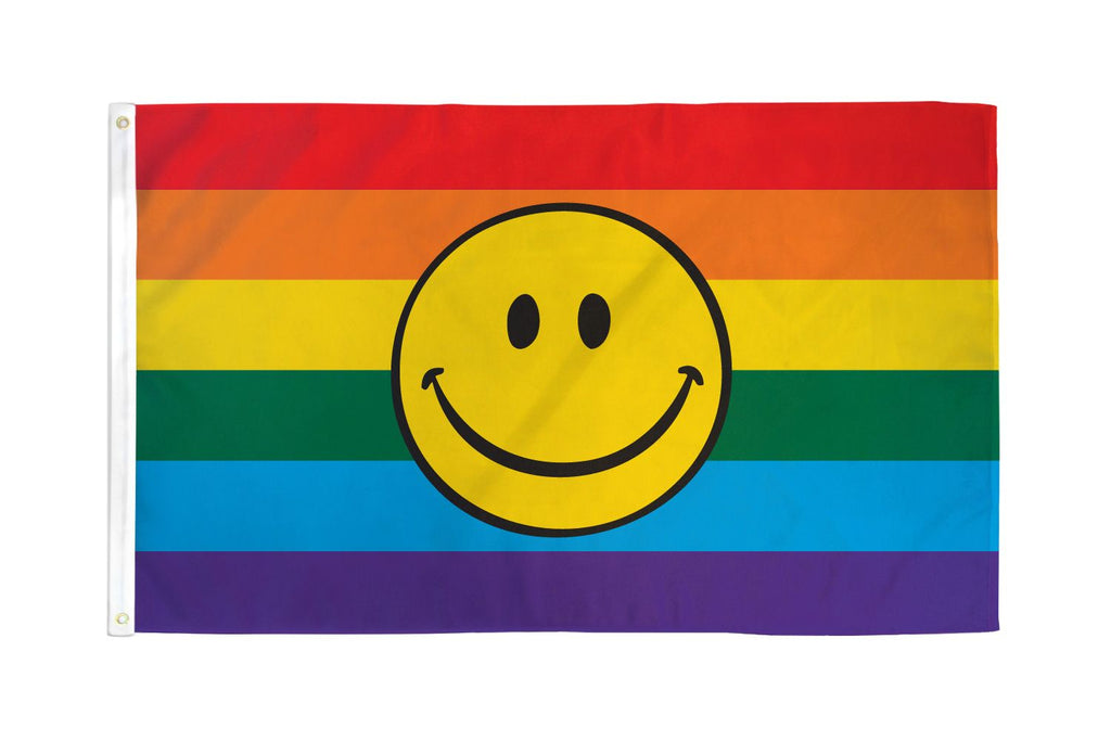 Rainbow Happy Face Flag