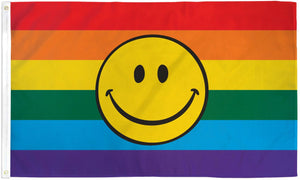 Rainbow Happy Face Flag