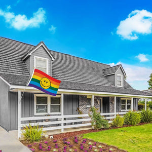 Rainbow Happy Face Flag