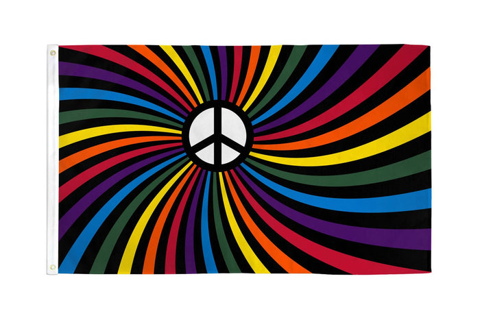 Rainbow Peace Swirl Waterproof Flag