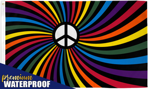 Rainbow Peace Swirl Waterproof Flag