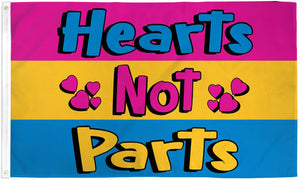 Hearts Not Parts (Pansexual) Waterproof Flag