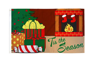 Tis The Season (Fireplace) Flag