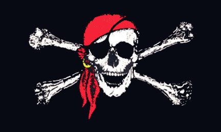 Pirate flags-Red Bandanna Jolly Roger Flag 3x5ft