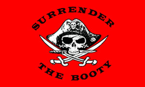 3x5ft Polyester Red Pirate Surrender The Booty Flag